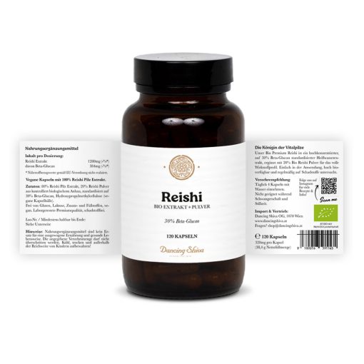 Reishi Extrakt + Pulver Kapseln 30% Beta-Glucan 120 Stk. Bio – Bild 4