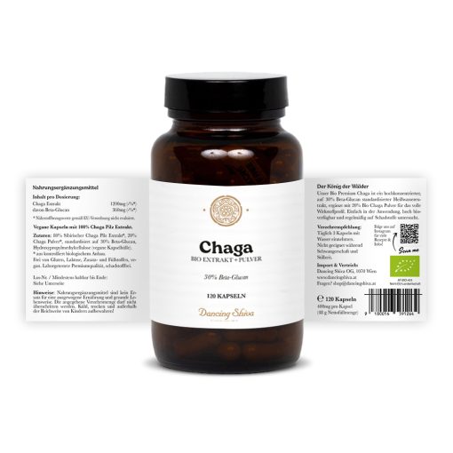 Bio Chaga Extrakt + Pulver Kapseln 30% Beta-Glucan 120 Stk. – Bild 3